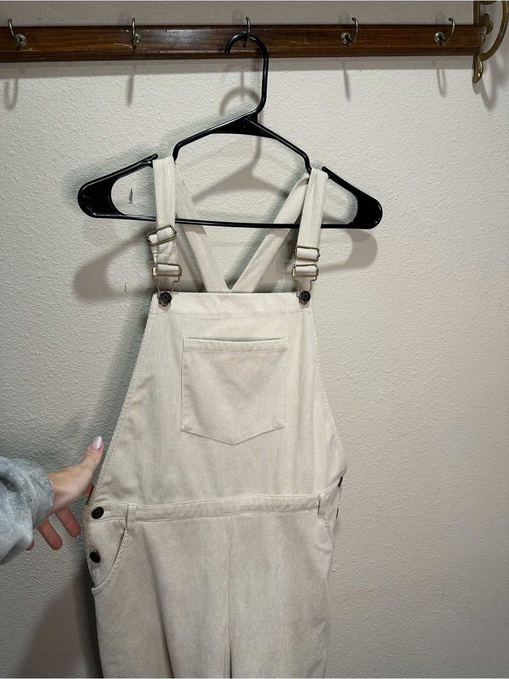 Sadie & Sage Cream Corduroy Dungaree Overalls